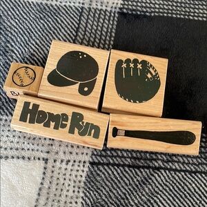 5 Baseball Themed Rubber‎ Stamps